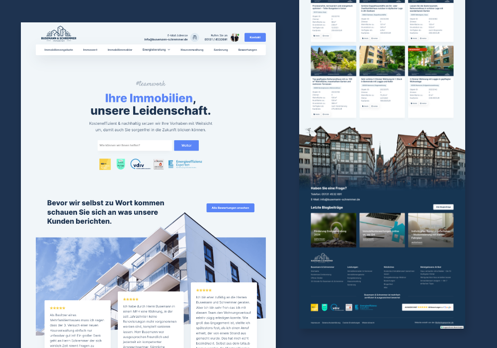 Website erstellen lassen WordPress Immobilienmakler Energieberater Wilko Busemann Dennis Schremmer hannover